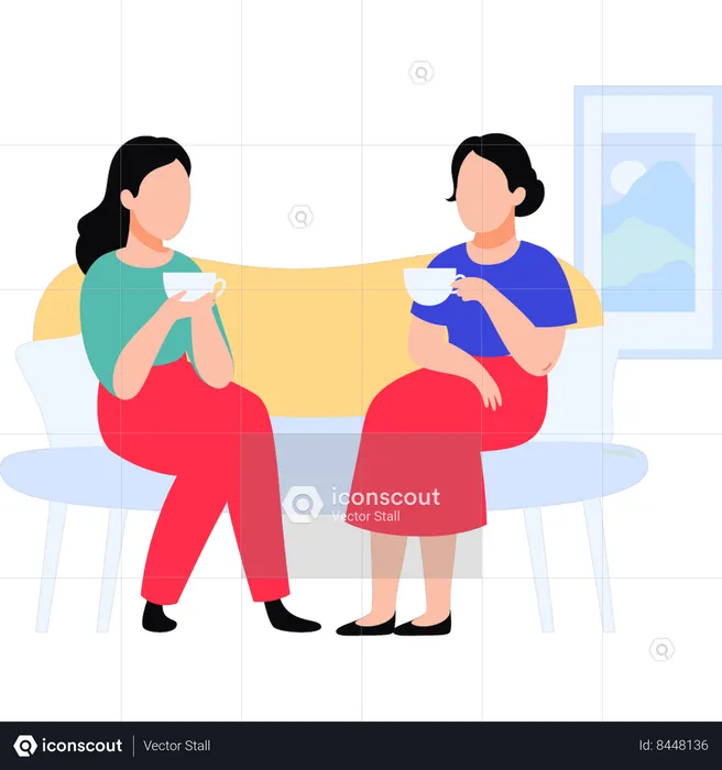 Women drinking tea  Illustration
