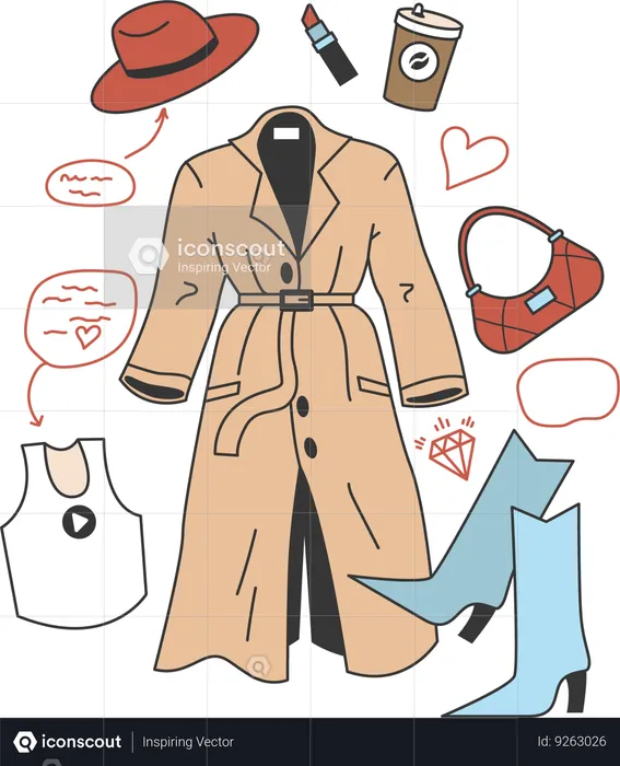 Women fashionable clothes  Illustration