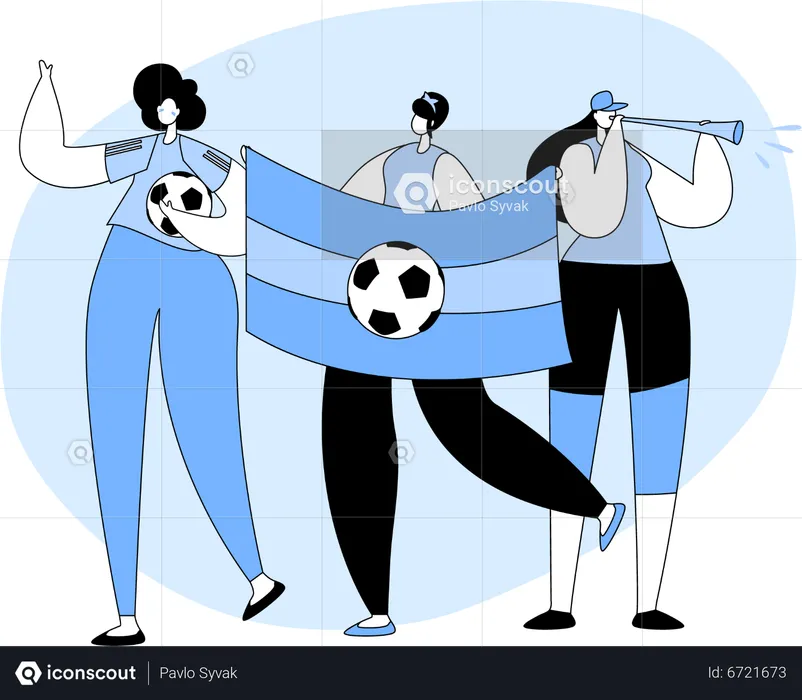 Women Football Fans Cheering  Illustration