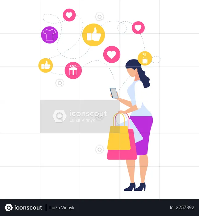 Women giving shopping review online  Illustration