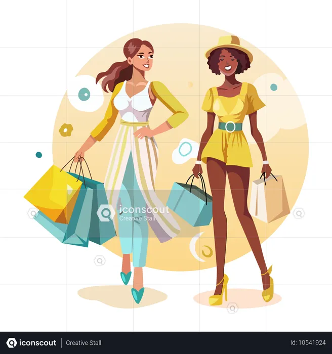 Women holding shopping bags  Illustration