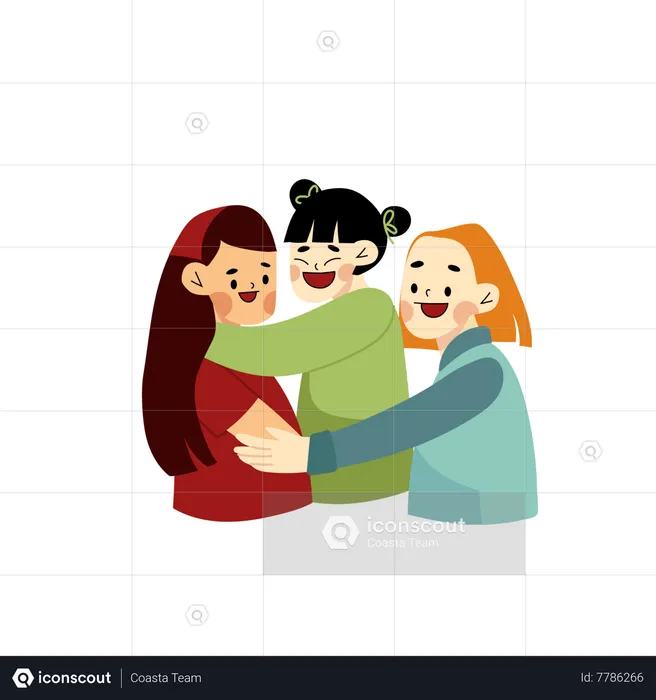 Women Hugging  Illustration
