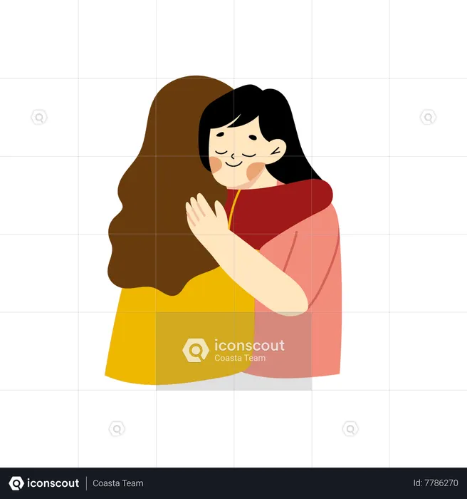 Women hugging  Illustration