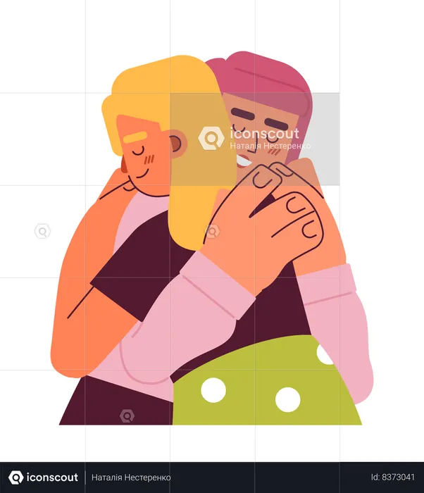 Women hugging  Illustration