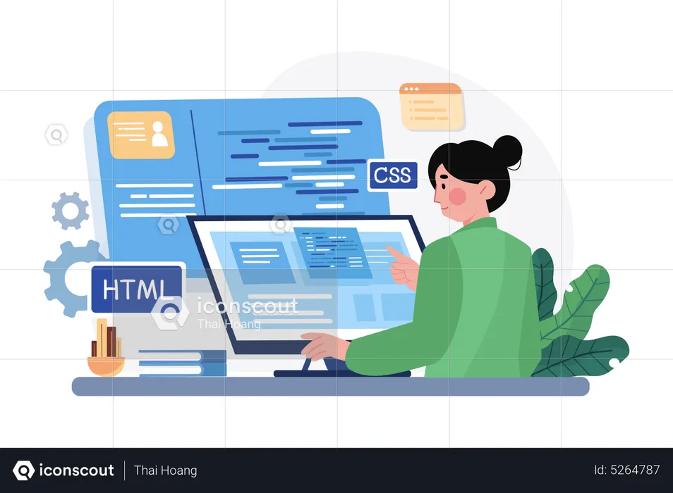 Women involved in web development  Illustration