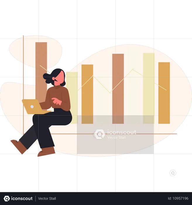 Women looking at business graph  Illustration