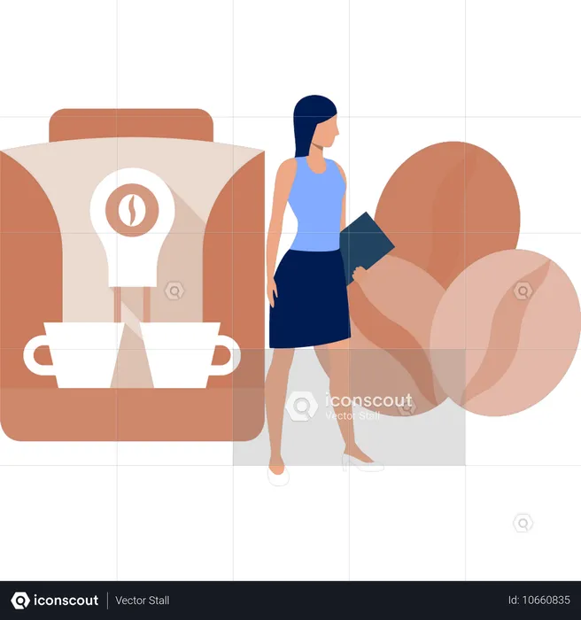 Women looking coffee beans  Illustration