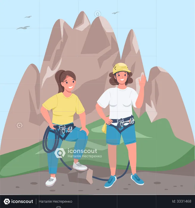 Women mountaineers  Illustration
