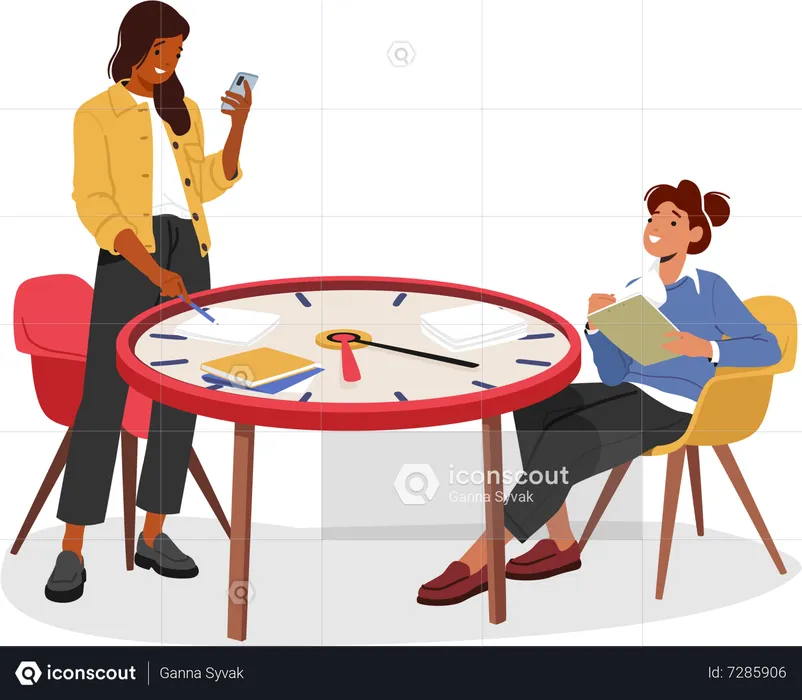 Women Multitasking With Smartphone  Illustration