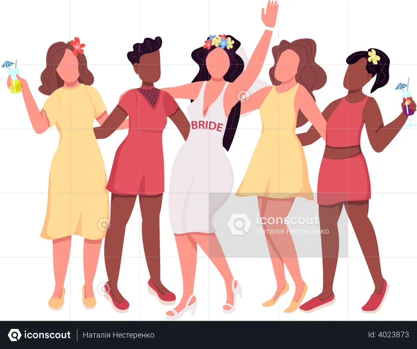 Women on hen party  Illustration