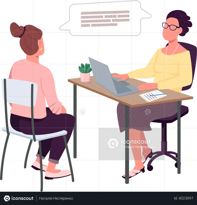 Women on job interview  Illustration