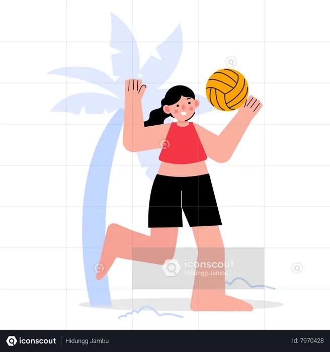 Women playing beach volleyball  Illustration