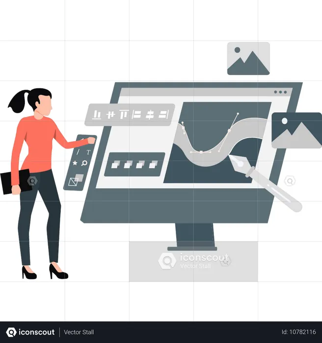 Women presenting UI-UX design  Illustration