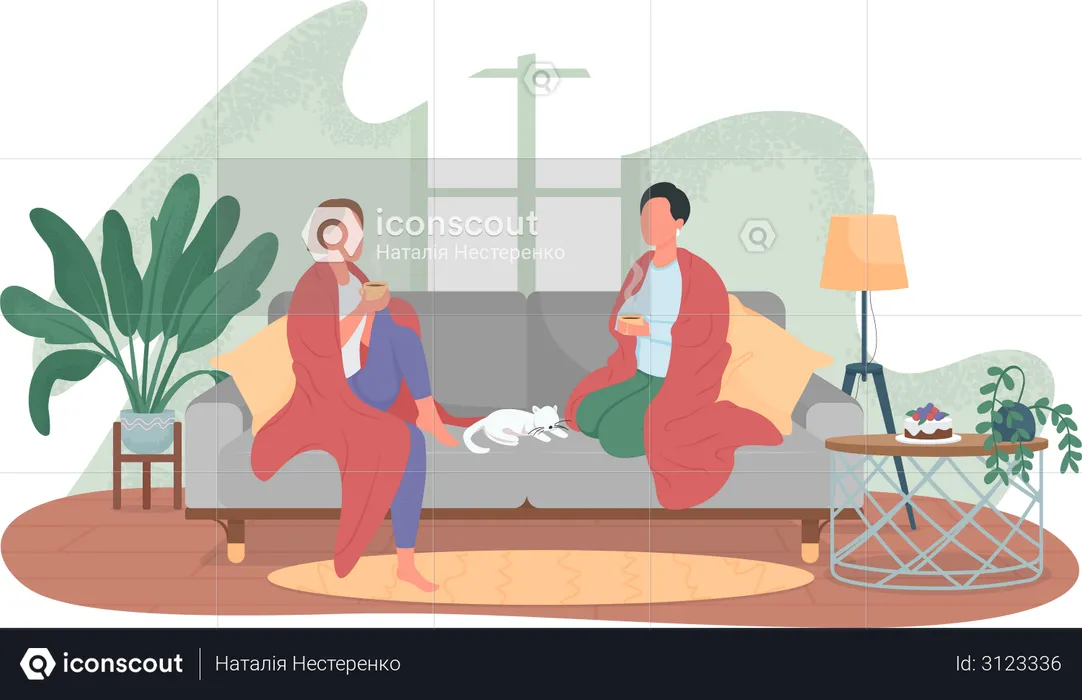 Women relax at home  Illustration