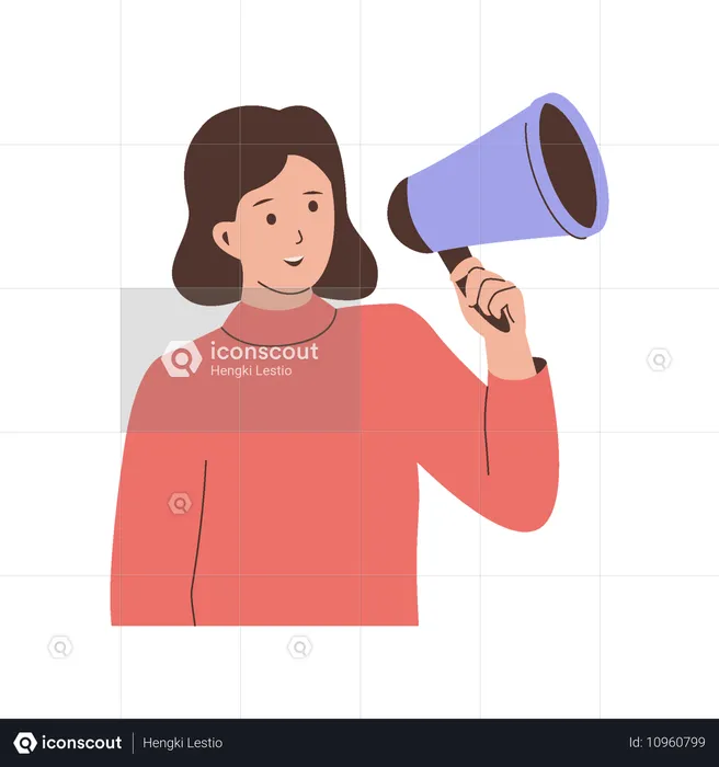 Women shouting through megaphone  Illustration