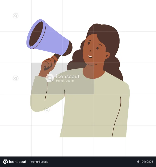 Women shouting through megaphone  Illustration