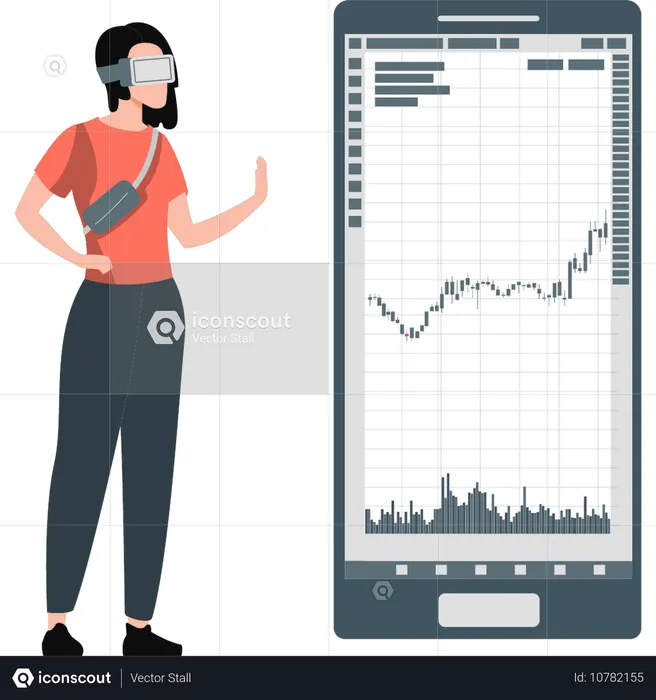 Women showing VR trading  Illustration