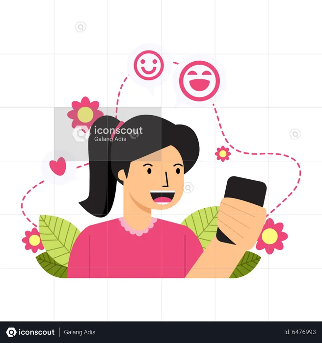 Women Social Media Interaction  Illustration