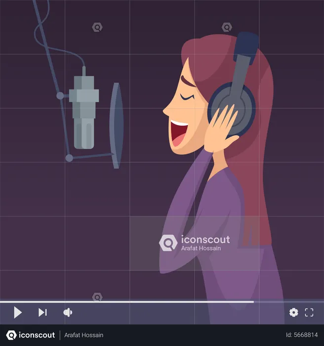 Women streaming music play online  Illustration
