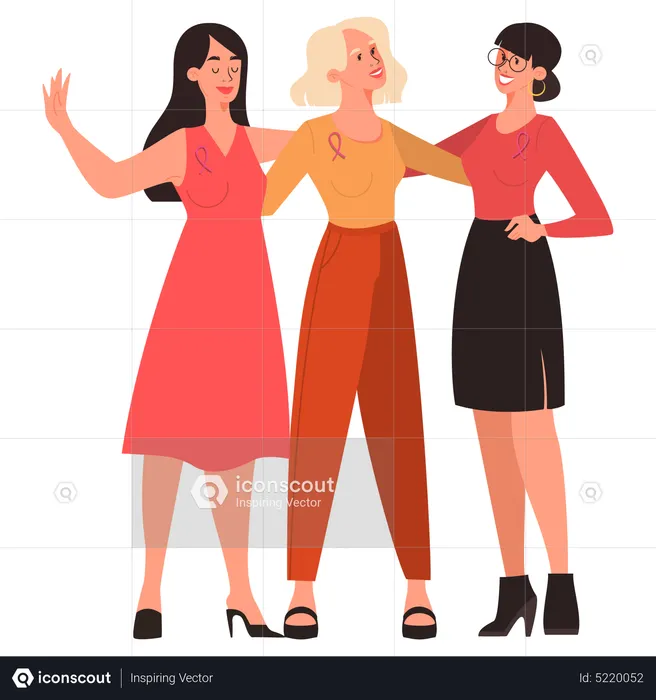 Women support each other about breast cancer care  Illustration