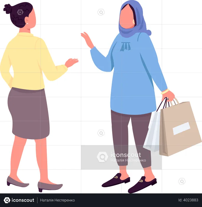 Women talk about shopping  Illustration