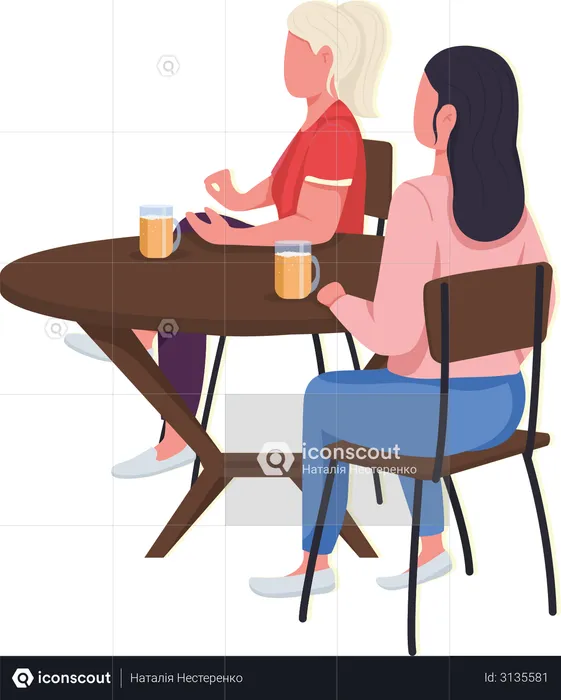 Women testing different foods  Illustration