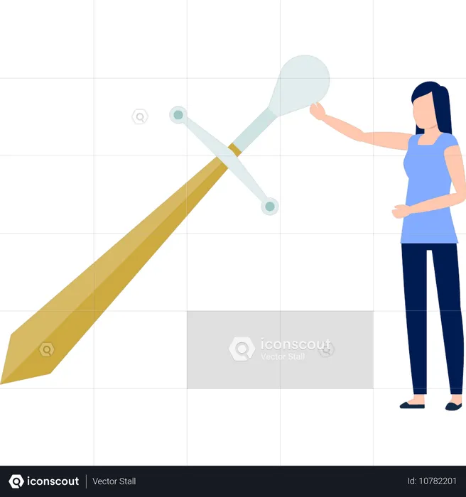 Women touching  sword  Illustration