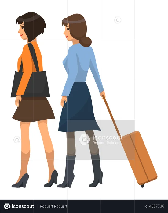 Women traveller with luggage  Illustration