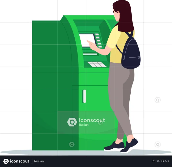 Women using ATM  Illustration