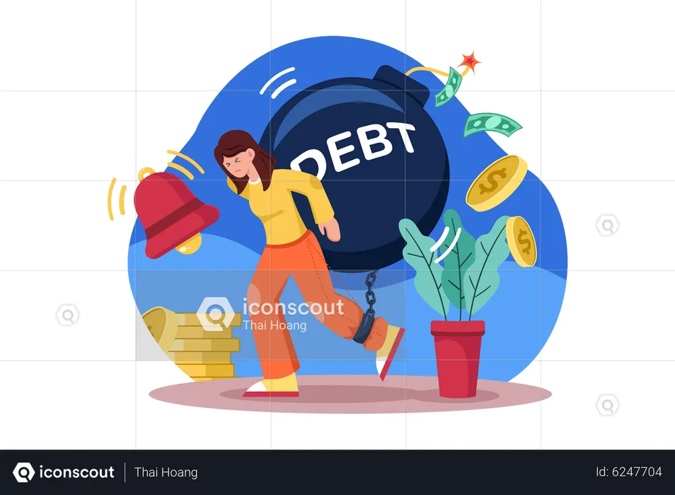 Women With Financial Debt  Illustration