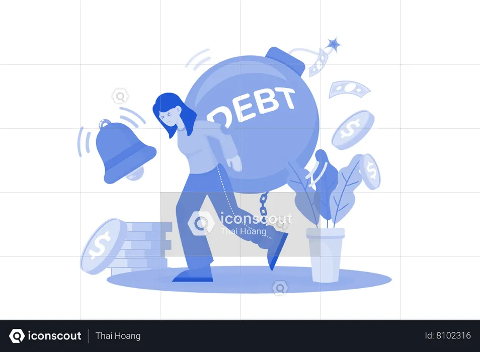 Women With Financial Debt  Illustration
