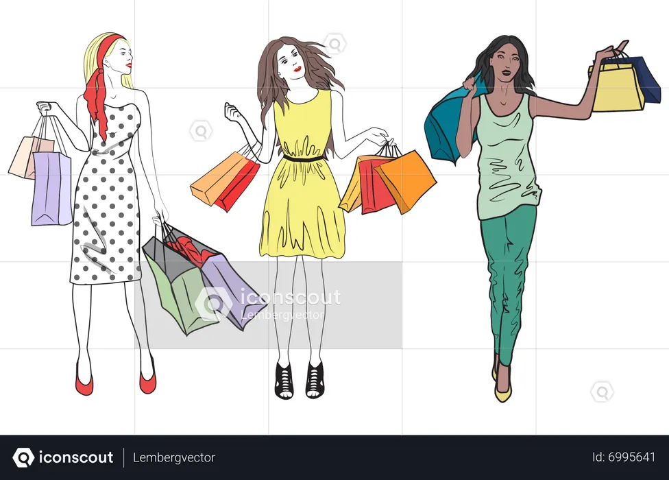 Women with shopping bag  Illustration
