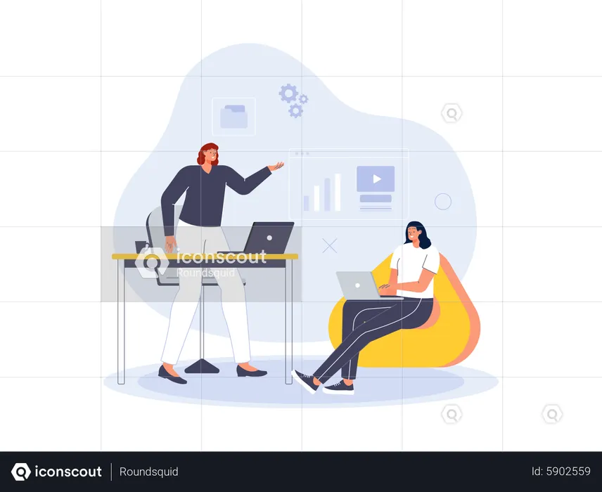 Women working as team at office  Illustration