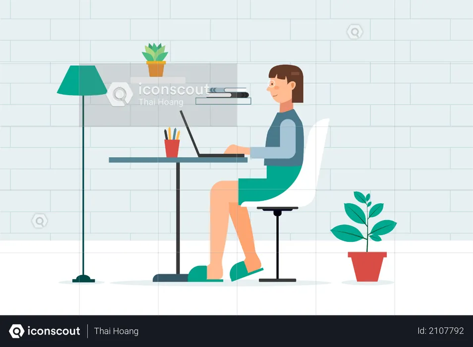Women working from Home  Illustration