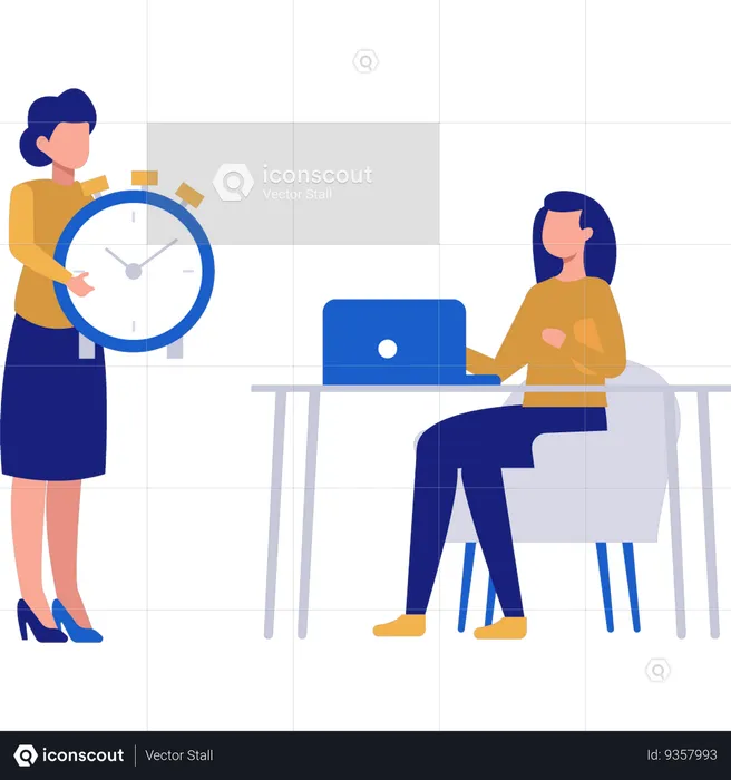 Women working in office in job hours  Illustration