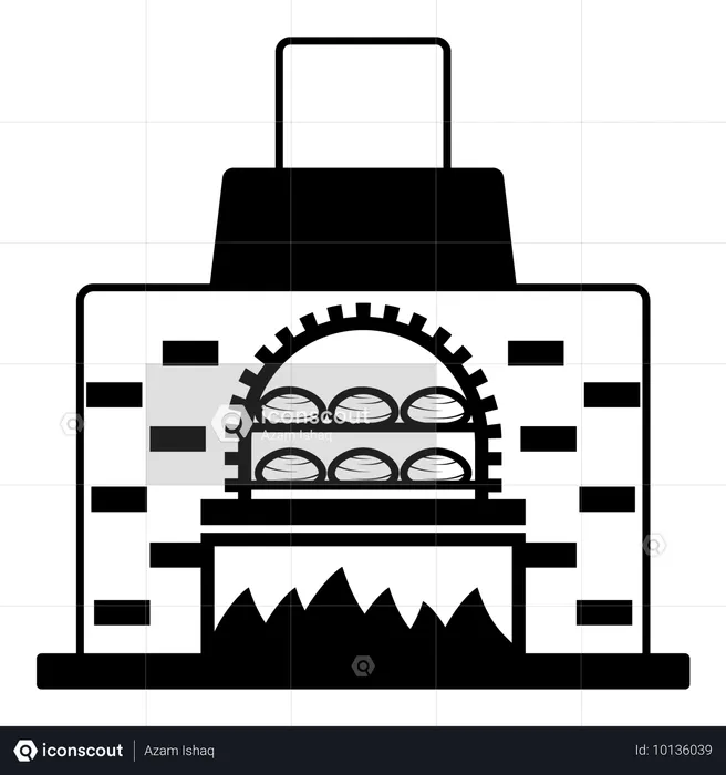 Wood fired ovens are used to bake products  Illustration