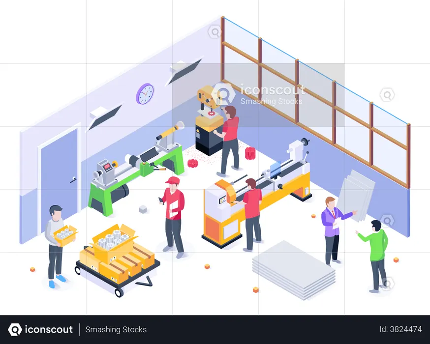 Wood Lathe Industry  Illustration