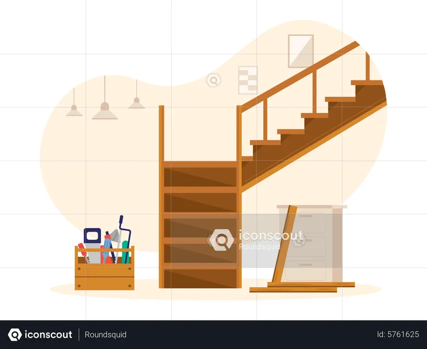 Wooden stairs  Illustration