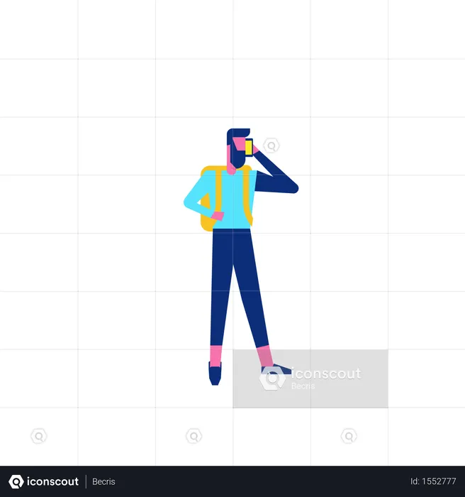 Woohoo Shopping Character man talking on smartphone  Illustration