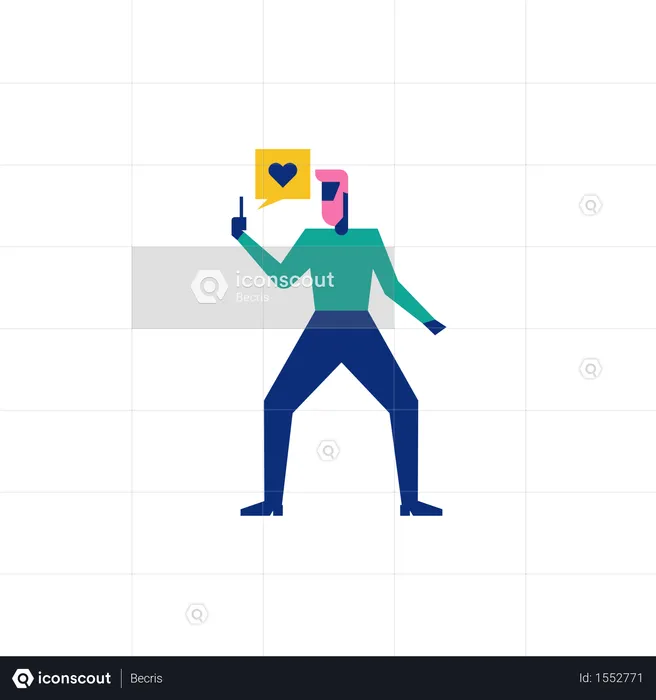 Woohoo Shopping Characters holding smart phone  Illustration