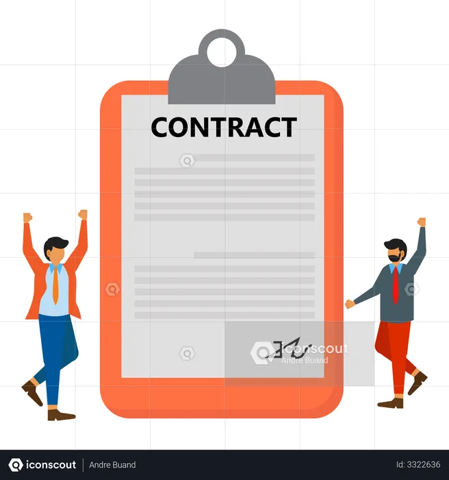 Work contract between two businessman  Illustration