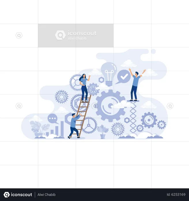 Work operations and teamwork productivity  Illustration