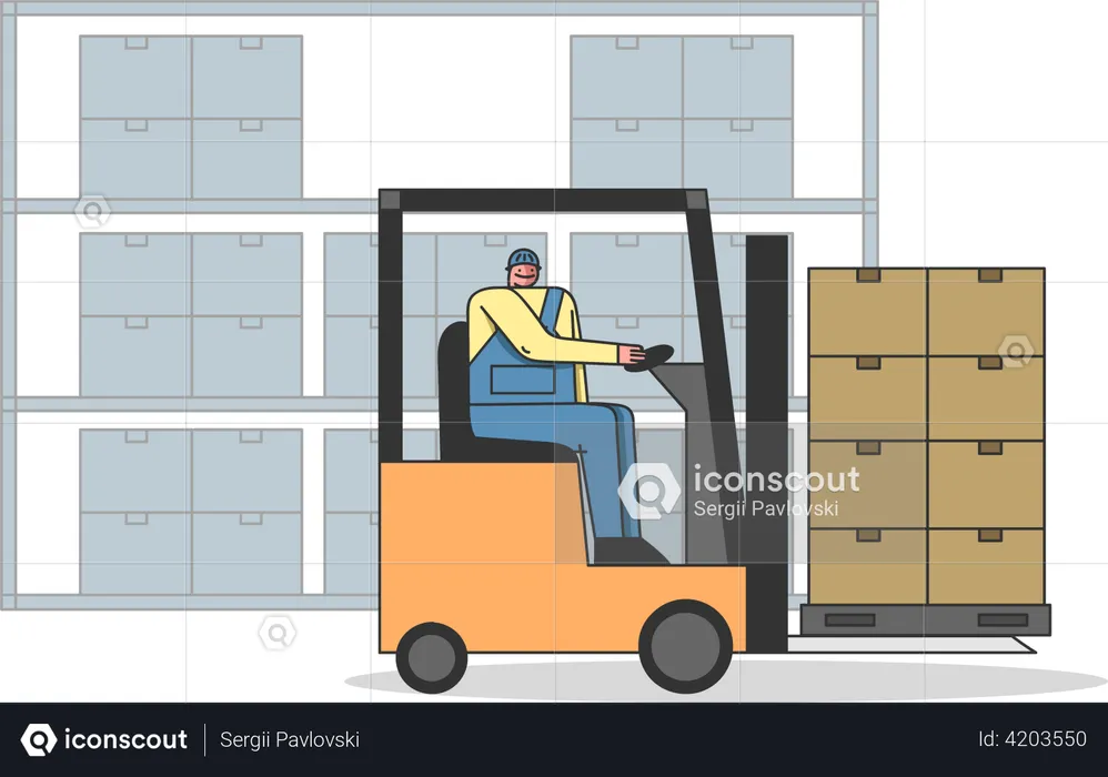 Work Process In Warehouse  Illustration