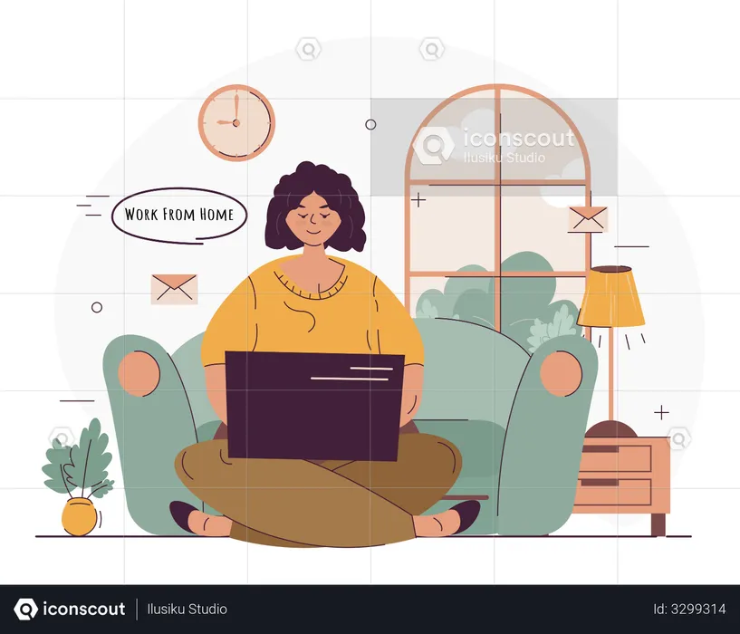 Work remotely from home  Illustration