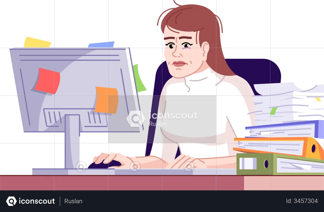 Workaholic woman  Illustration