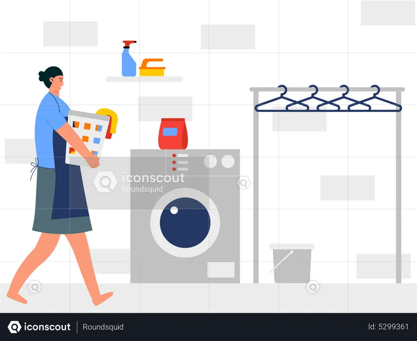 Female laundry worker  Illustration
