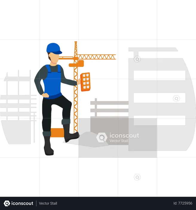 Worker at construction site  Illustration