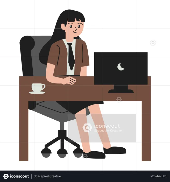 Worker at work desk  Illustration