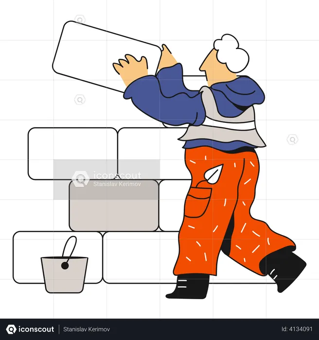 Worker Building wall  Illustration