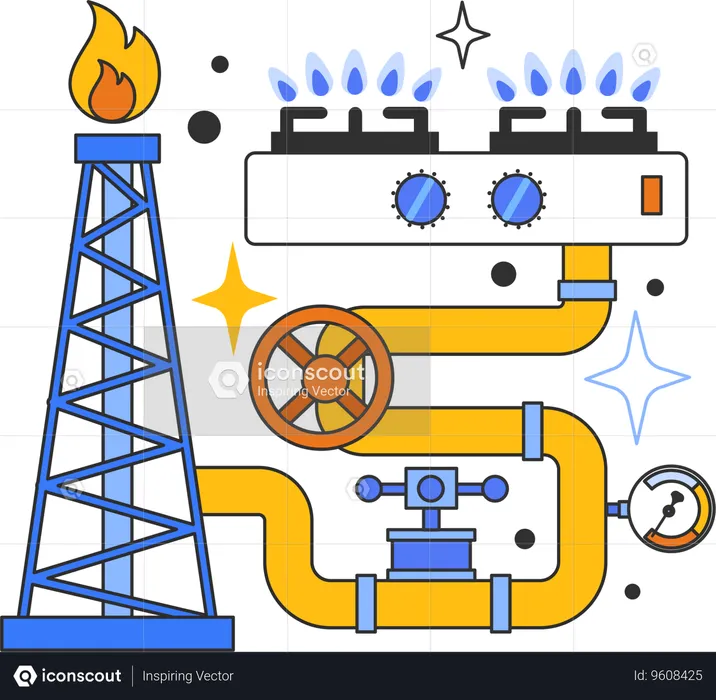 Worker checks the flame of cooking gas  Illustration